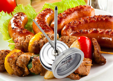 Mechanical Bimetallic Food Thermometer With Heat Resistant Glass Lens 304 Shell Probe